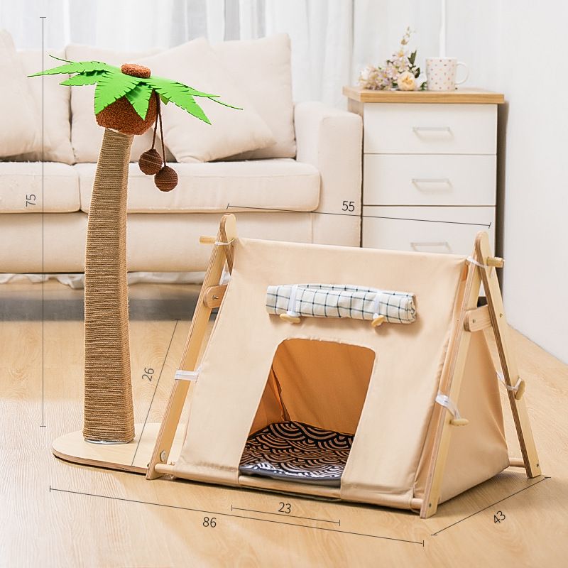 Lailey Cat Coconut Tree Climbing Frame Sisal Post Coconut Tree Tent Nest-Light Apricot