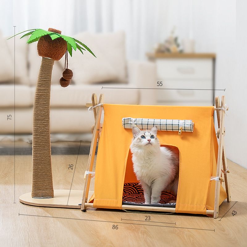 Lailey Cat Coconut Tree Climbing Frame Sisal Post Coconut Tree Tent Nest-Sweet Orange