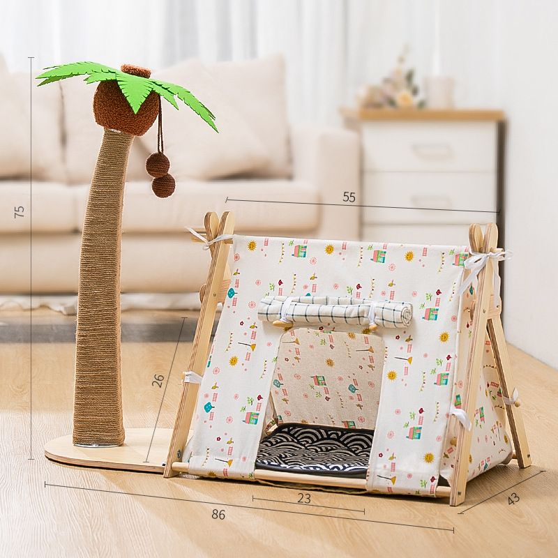 Lailey Cat Coconut Tree Climbing Frame Sisal Post Coconut Tree Tent Nest-Small House
