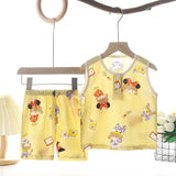 Tong Xinyuan Kids Cotton Silk Vest Set Shorts (Yellow) Little Girl's Cotton Silk Vest Set 110cm