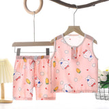 Tong Xinyuan Kids Cotton Silk Vest Set Shorts (Pink) Rabbit Radish Silk Vest Set 130cm