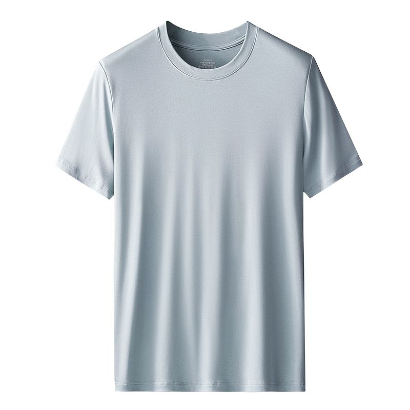 Kang Gongfang Men Modal T-Shirt Crewneck Short Sleeve Round neck-gray blue 5XL (103.00kg