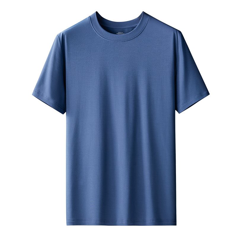 Kang Gongfang Men Modal T-Shirt Crewneck Short Sleeve Round neck-purplish blue XL (121kg ~ 140kg)