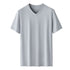 Kang Gongfang Men Modal T-Shirt Crewneck Short Sleeve V-neck-gray blue XL (121kg ~ 140kg)