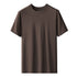 Kang Gongfang Men Modal T-Shirt Crewneck Short Sleeve Round neck-chocolate brown 2XL (141kg ~ 160kg)