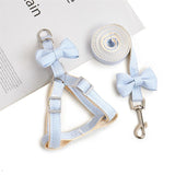 Nylon Houndstooth Dog Leash Cat Harness Blue 1.0cm 1.0cm recommend 1.50 kg-3.50 kg