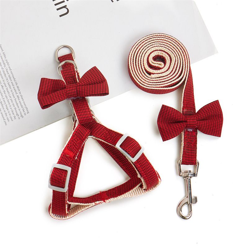 Nylon Houndstooth Dog Leash Cat Harness Blue 1.0cm Red 1.5cm recommend 4.00 kg-8.00 kg