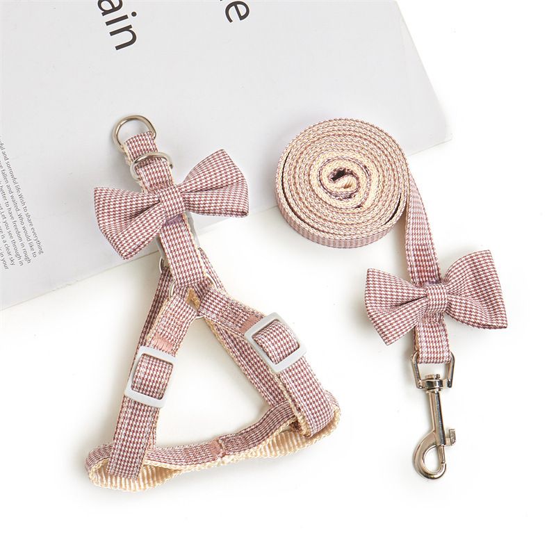 Nylon Houndstooth Dog Leash Cat Harness Blue 1.0cm Brown 1.5cm recommend 4.00 kg-8.00 kg