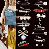 WSD Pearl Waist Pin Flower Brooch Unisex 7.5com waist-closing needle 4-piece set A
