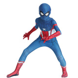 Spiderman Cosplay Costume Milk Silk One Piece Suit US Team Spider + Headgear Children's 130 yards