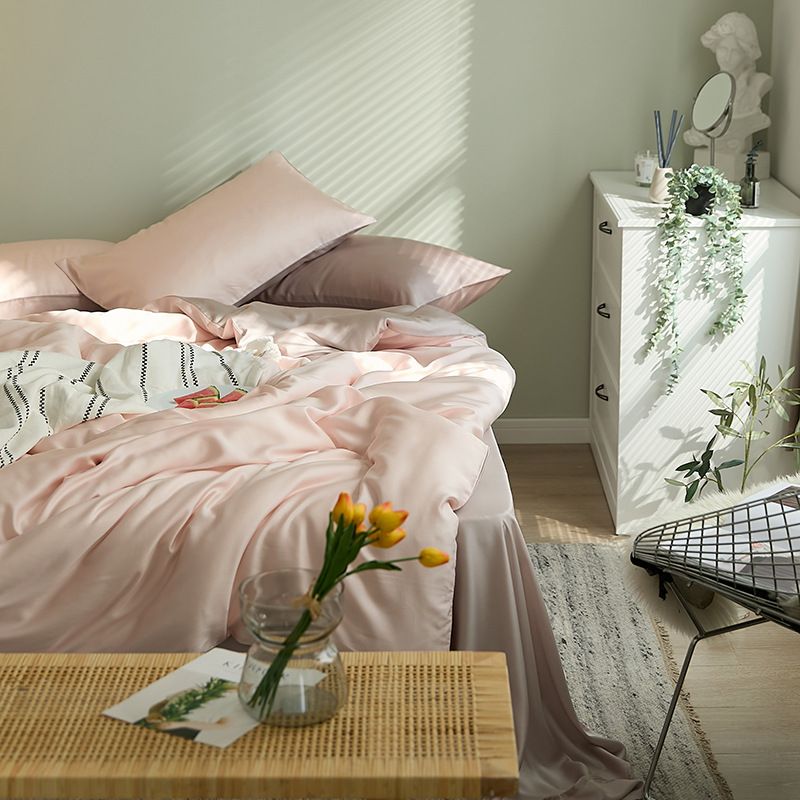 60s Tencel Four Piece Set Lyocell Solid Color 1.2m bed hat set of three (for 150*200cm quilt core)