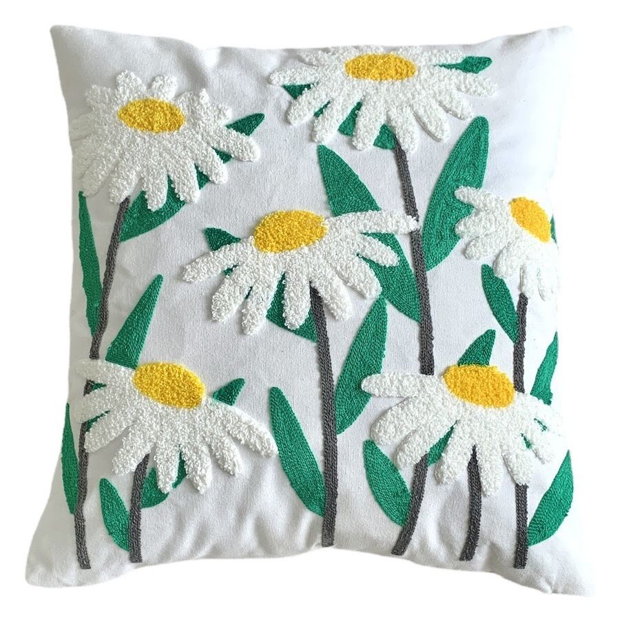 Faunus Cushion 45x45cm Cotton Linen Embroidery warbler bird 45*45 (including core)