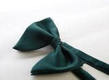 Men Bow Tie Solid Color Black Polyester Dark green