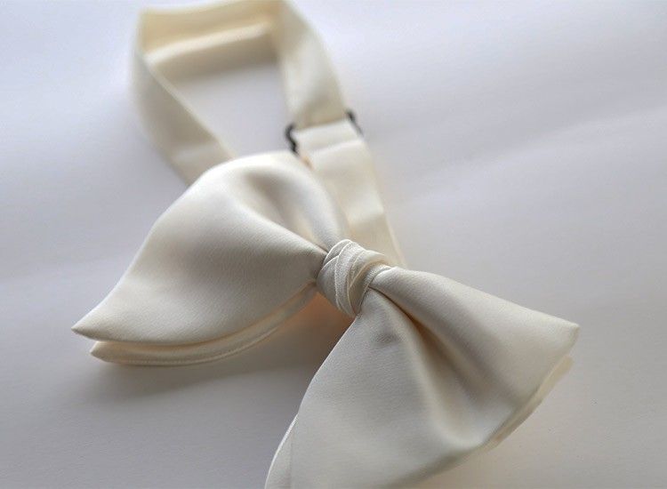 Men Bow Tie Solid Color Black Polyester White