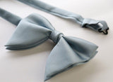 Men Bow Tie Solid Color Black Polyester Light gray