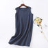 Women Cotton Sleeveless Nightgown Mid Skirt Summer Gray Blue XL