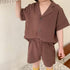 Kids Cotton Short Sleeve Shirt Shorts Set 21039 21039 Curry 80cm