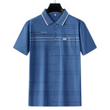 Men Summer Cotton Polo Shirt Loose Breathable B010 sapphire blue XL