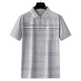 Men Summer Cotton Polo Shirt Loose Breathable B010 Gray