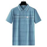 Men Summer Cotton Polo Shirt Loose Breathable B010 light blue XL