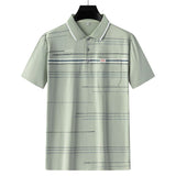 Men Summer Cotton Polo Shirt Loose Breathable B010 apricot XXXL
