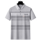 Men Summer Cotton Polo Shirt Loose Breathable B011 Gray XXXL