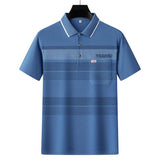 Men Summer Cotton Polo Shirt Loose Breathable B011 sapphire blue XL