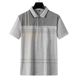 Men Summer Cotton Polo Shirt Loose Breathable B005 Gray XXXL
