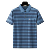 Men Summer Cotton Polo Shirt Loose Breathable B001 sapphire blue