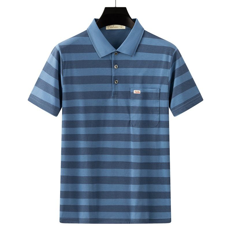 Men Summer Cotton Polo Shirt Loose Breathable B001 sapphire blue XL