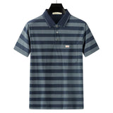 Men Summer Cotton Polo Shirt Loose Breathable B001 navy blue XL