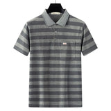Men Summer Cotton Polo Shirt Loose Breathable B001 Gray XL