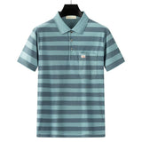 Men Summer Cotton Polo Shirt Loose Breathable B001 light blue