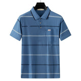 Men Summer Cotton Polo Shirt Loose Breathable B002 sapphire blue