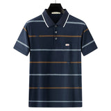 Men Summer Cotton Polo Shirt Loose Breathable B002 navy blue XL