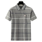 Men Summer Cotton Polo Shirt Loose Breathable B002 Gray