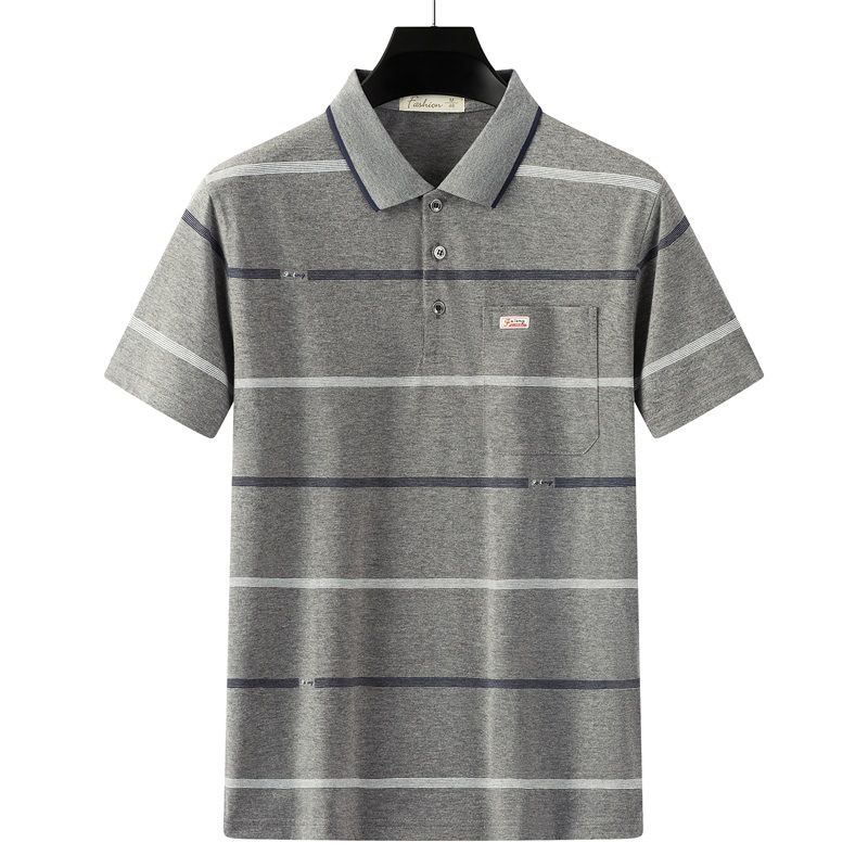 Men Summer Cotton Polo Shirt Loose Breathable B002 Gray