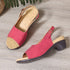 Women Chunky Heel Sandals Buckle Strap PU Rubber Red 38