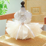 PETCIRCLE Pet Dog Cat Polyester Gauze Skirt Dress Starlight Wedding Dress M-about 3.50 kg-4.00 kg