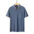 Aguida Men Summer Ice Silk Polo Shirt 6615 lapel gray blue XXL 80.00 kg-90.00 kg