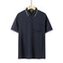 Aguida Men Summer Ice Silk Polo Shirt 6615 lapel navy blue L 60.00 kg-70.00 kg
