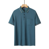 Aguida Men Summer Ice Silk Polo Shirt 6615 lapel dark green M 50.00 kg-60.00 kg