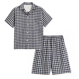 Japanese Cotton Pajama Suit Women Men Short Sleeve Women's short-sleeved shorts L