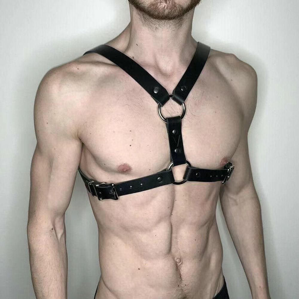 Men PU Leather Shoulder Strap Black Adjustable