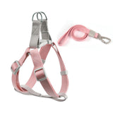 CHOUGOGO Nylon Dog Harness Leash Adjustable Vest Pink L:2.0*120cm