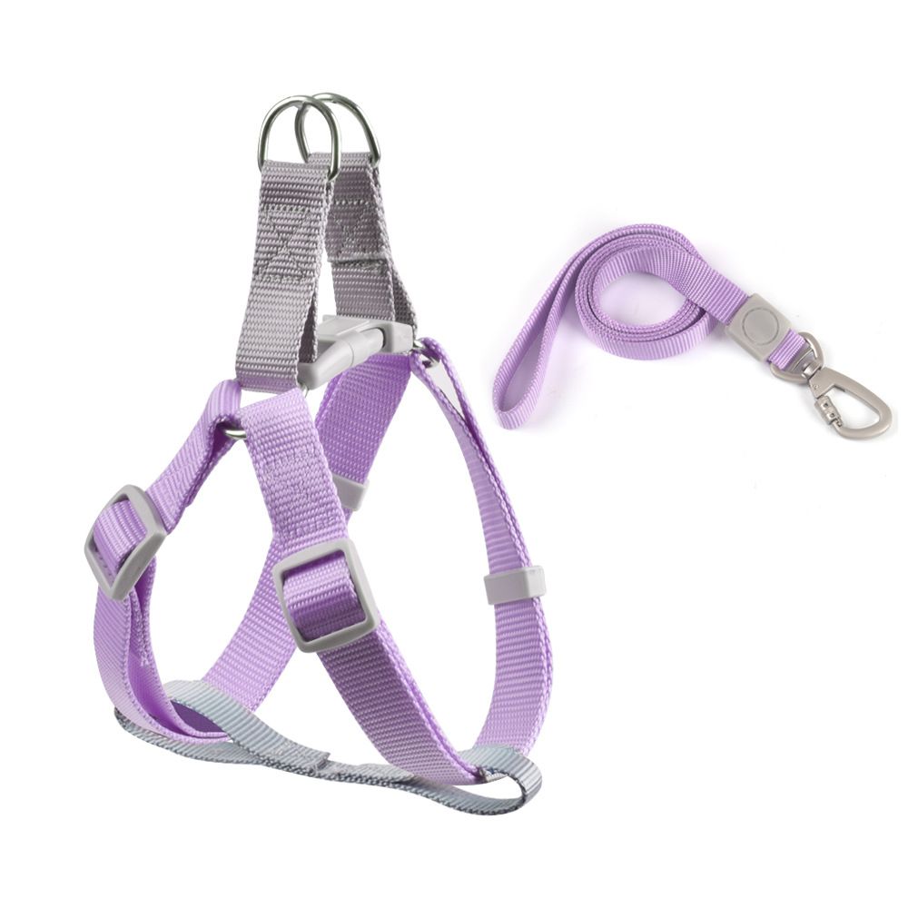 CHOUGOGO Nylon Dog Harness Leash Adjustable Vest Purple L:2.0*120cm