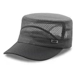 Men Mesh Flat Top Hat Sun Protection Outdoor Full network dark gray Adjustable