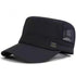 Men Mesh Flat Top Hat Sun Protection Outdoor half net navy blue Adjustable