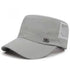 Men Mesh Flat Top Hat Sun Protection Outdoor half net light gray Adjustable