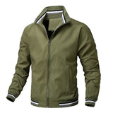  Men Jacket Stand Collar Spring Polyester Bean Green XL Size: XL; Height (cm): 175-180; Weight (kg): 75-85; Bust (cm): 108; Shoulder width (cm): 46; Length (cm): 70; Sleeve length (cm): 64